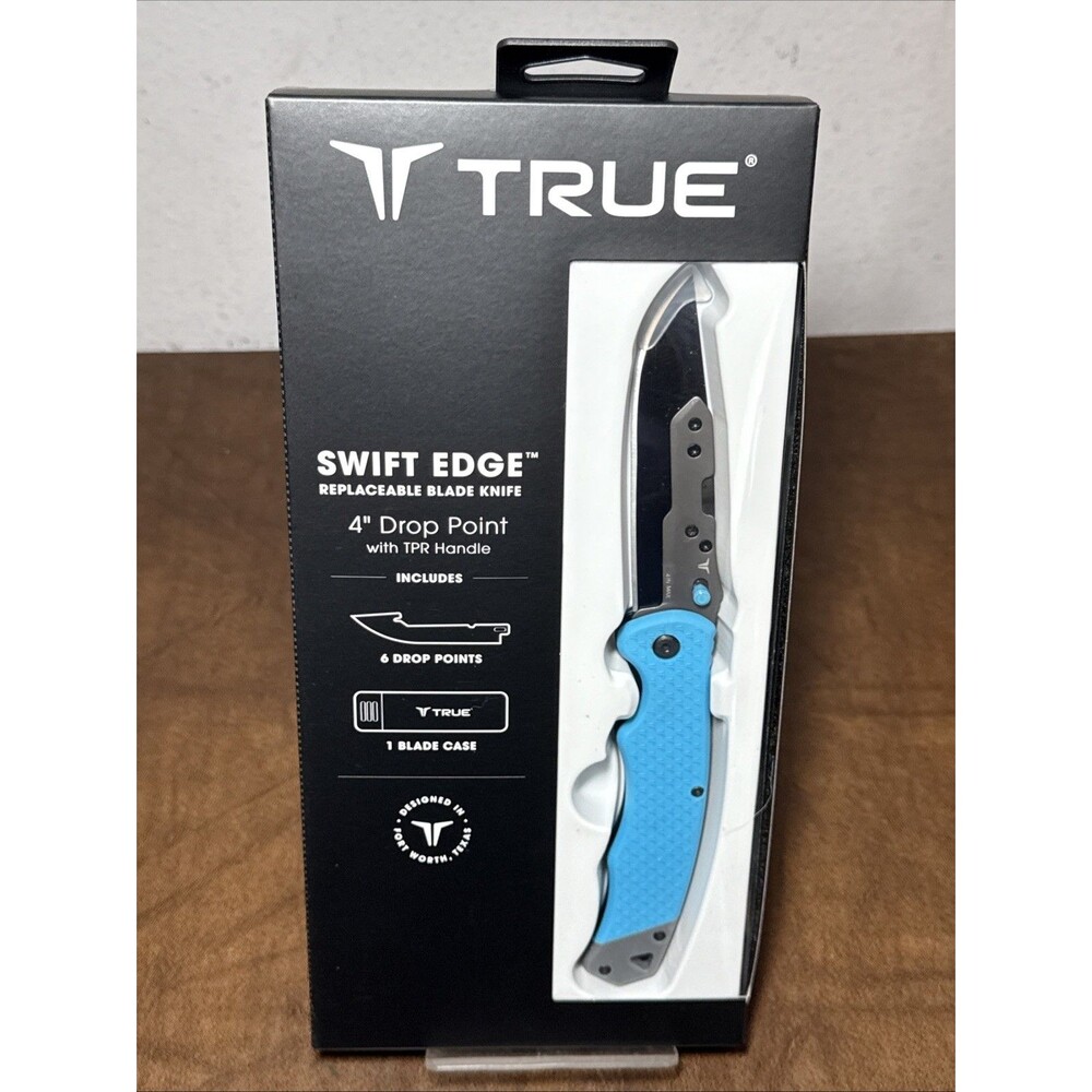 NEW True Swift Edge 4 In. Drop-Point Replaceable Blade Folding Knife Turquoise